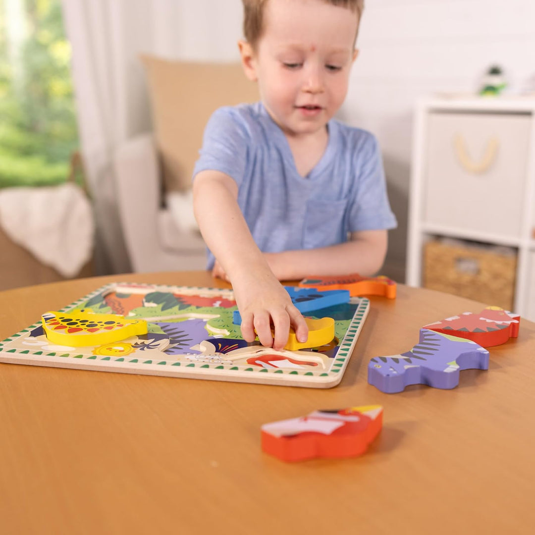 Melissa & Doug 13747 Dinosaurs Chunky Puzzle Puzzles Wooden Toy 3+ Gift for Boy or Girl, 2.54 cm*30.