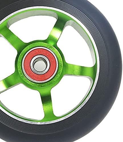 2 StüCk 100Mm Aluminium Roller mit Lagern, GrüN, für Scooter