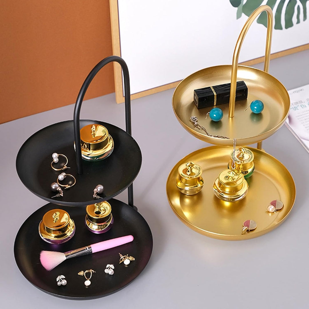 2-stöckiger Obstkorb, Eisen-Obst-Serviertablett, Wasserdicht, Mehrstöckig, Aufbewahrungsplatte, Serv