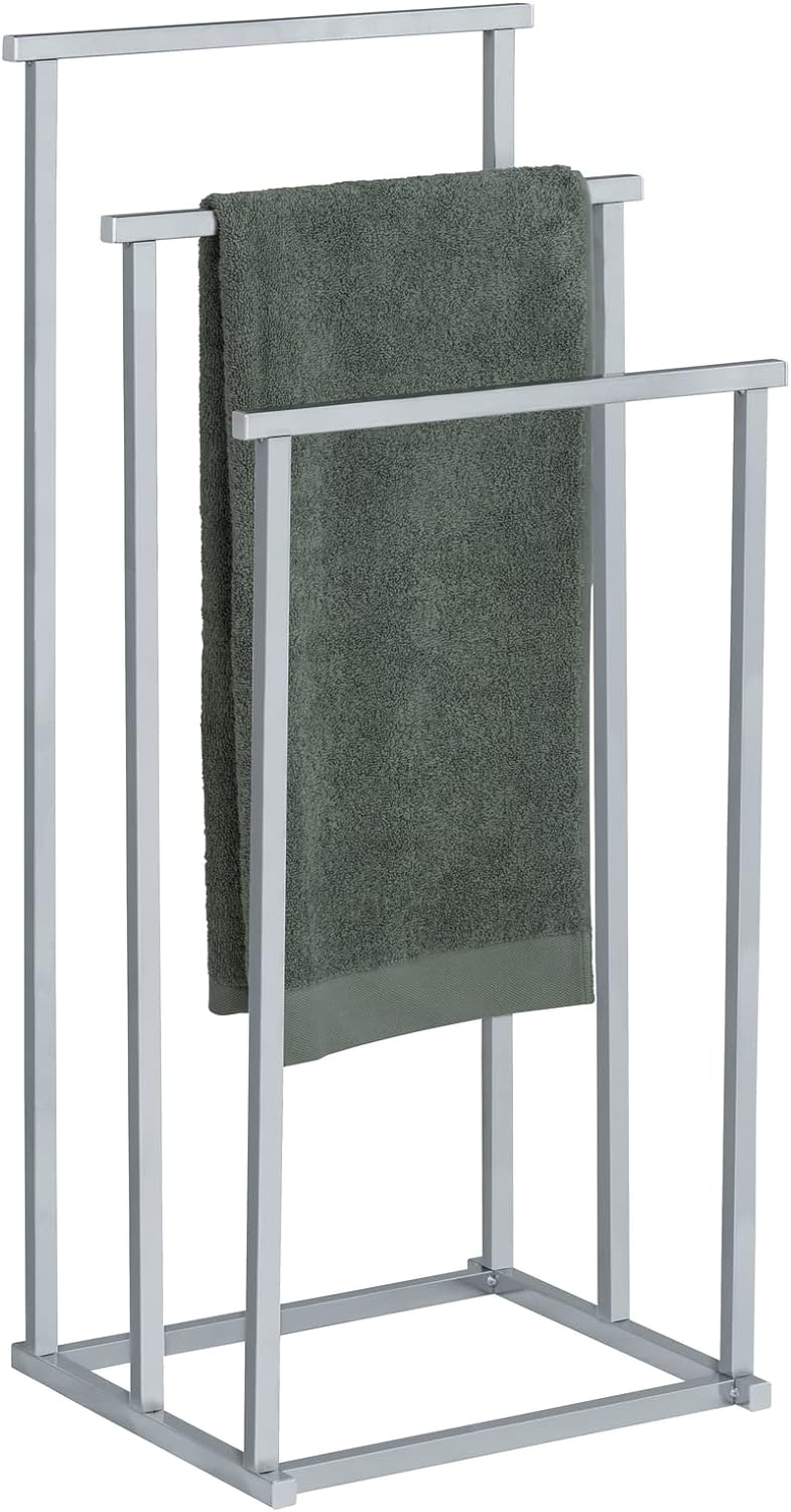 WENKO Handtuchbutler Quadro mit 3 Stangen - Kleiderbutler, stufenförmig, Vierkantrohr, Edelstahl ros