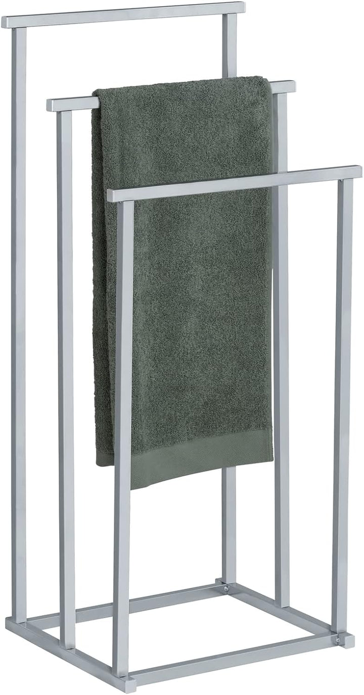 WENKO Handtuchbutler Quadro mit 3 Stangen - Kleiderbutler, stufenförmig, Vierkantrohr, Edelstahl ros