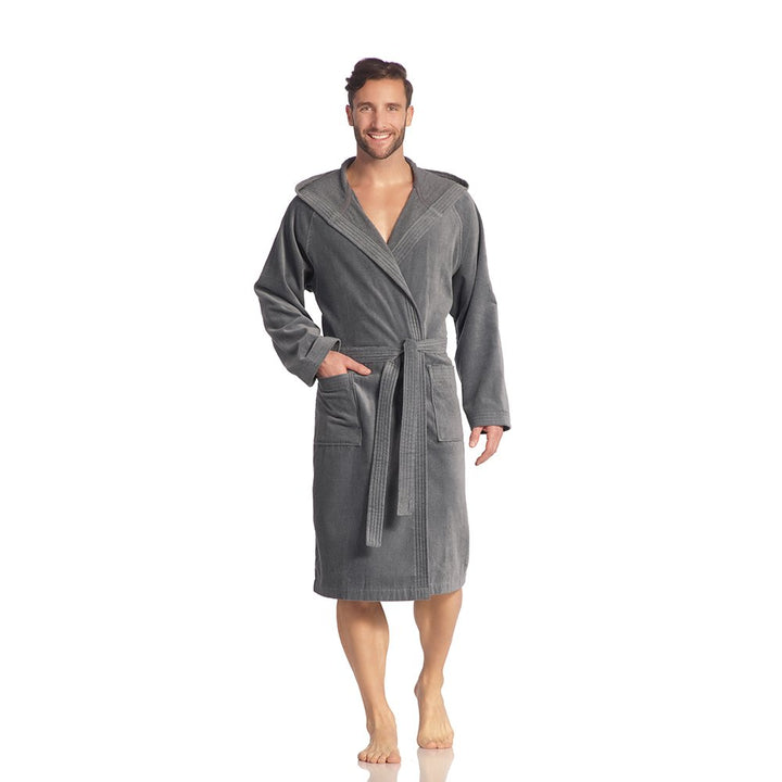 Vossen Unisex Bademantel mit Kapuze Texas XS flanell, XS flanell