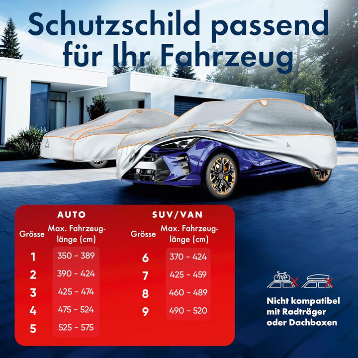 WALSER Premium Hagel- &amp; Hitzeschutz Abdeckplane Auto, Auto Hagelschutzplane EPE Sun Protect - reduzi