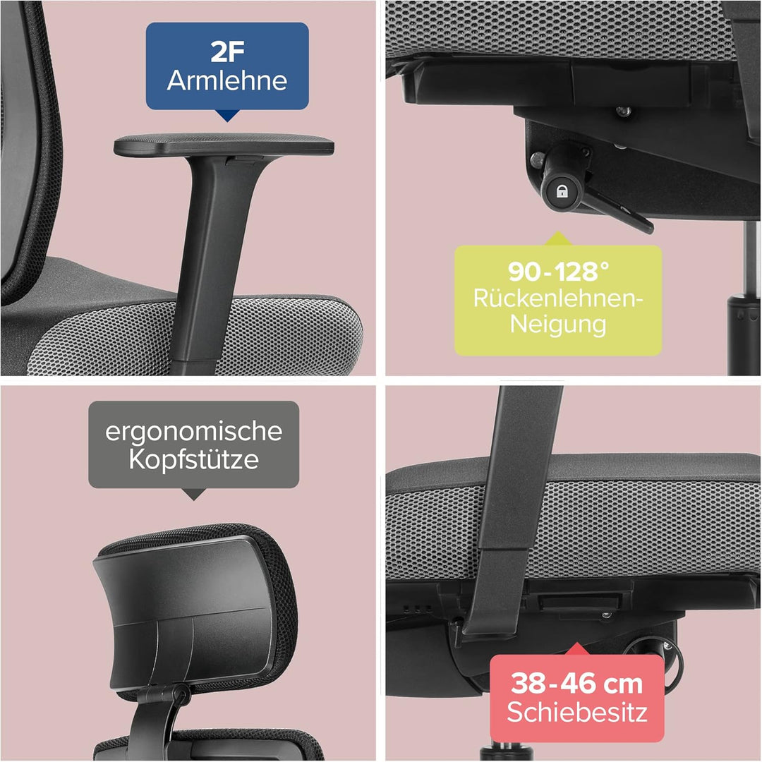 Dauphin Indeed Performance, ergonomischer Bürostuhl mit tiefenverstellbarer Lordosenstütze, höhenver