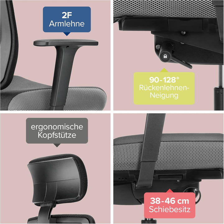 Dauphin Indeed Performance, ergonomischer Bürostuhl mit tiefenverstellbarer Lordosenstütze, höhenver