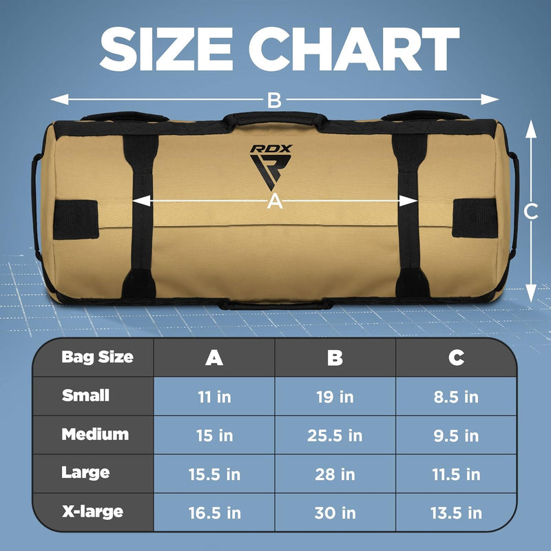RDX Gewichtete Sporttasche für Krafttraining, Gewichtssack mit 8 Griffe, Gewicht Sandbag ungefüllten