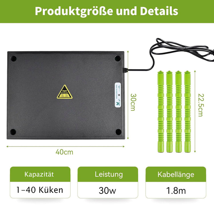 Plotohiker Wärmeplatte Küken,Kükenwärmer Wärmelampe,Heizplatte für Kükenaufzucht,Kunstglucke 30 x 40