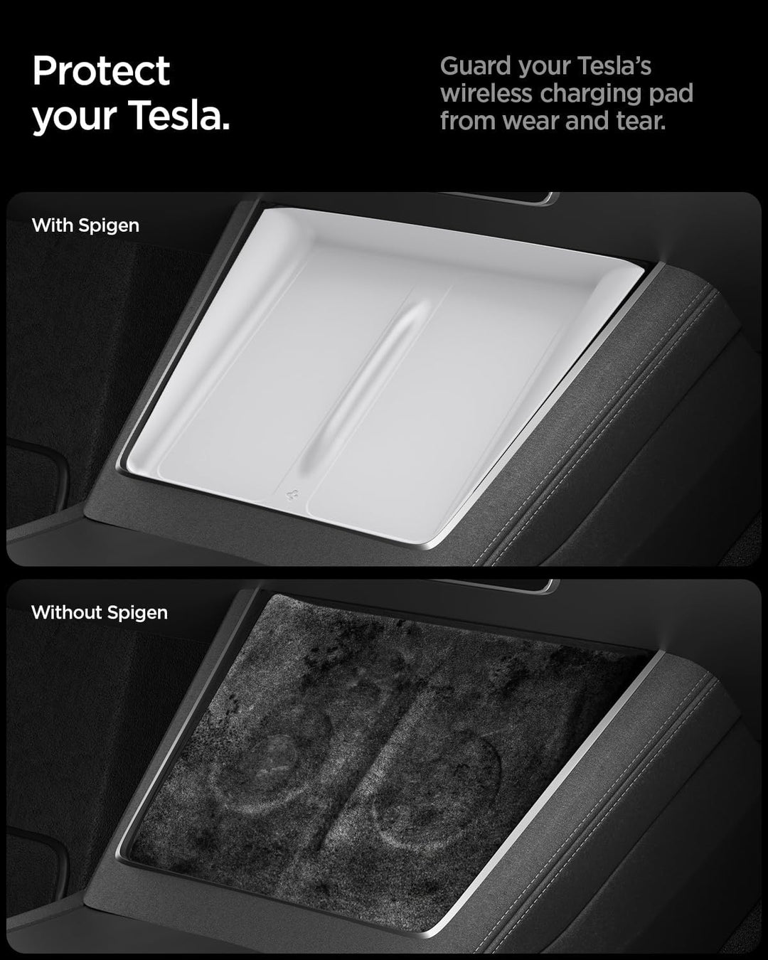 Spigen Tesla Model Y Juniper (Nur Premium & Performance) Mittelkonsole Organizer Abdeckung für Ladep