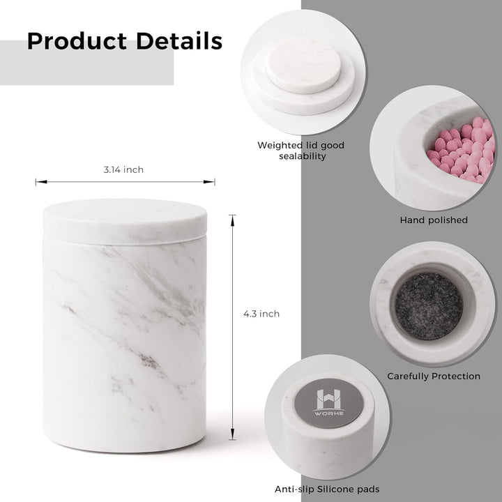 Marmor-Behälter, Marmor-Kottonswab-Behälter mit Deckel, Badezimmer-Vanity-Organizer, geeignet zur Au