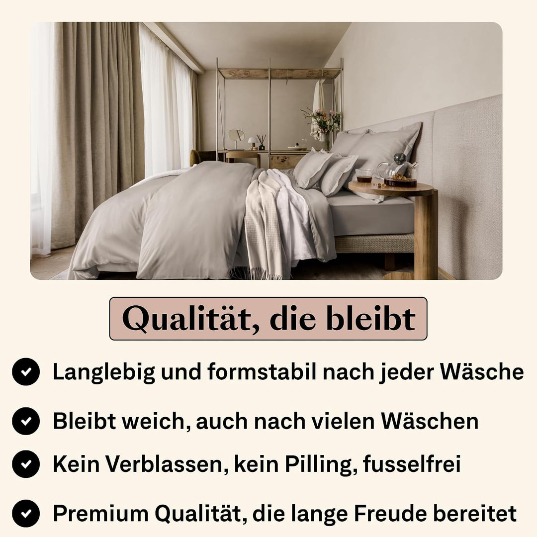 Kopfkissenbezug 50x70 Baumwolle (2er Set) | Ägyptische Baumwolle Kissenbezug Beige/Taupe | Weich Wie