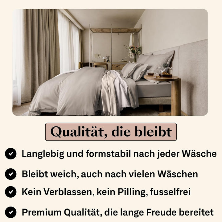 Kopfkissenbezug 50x70 Baumwolle (2er Set) | Ägyptische Baumwolle Kissenbezug Beige/Taupe | Weich Wie