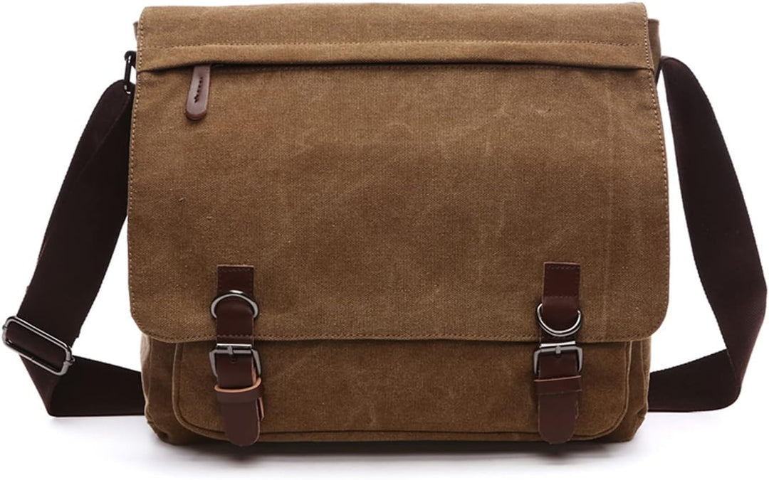 FANDARE Retro Umhängetasche Herren Segeltuch Arbeitstasche Messenger Bag Schultertasche passen 12,9-
