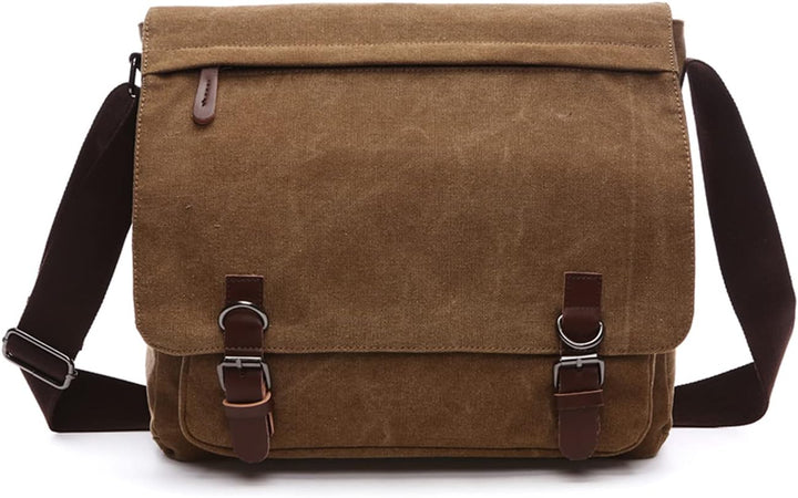 FANDARE Retro Umhängetasche Herren Segeltuch Arbeitstasche Messenger Bag Schultertasche passen 12,9-