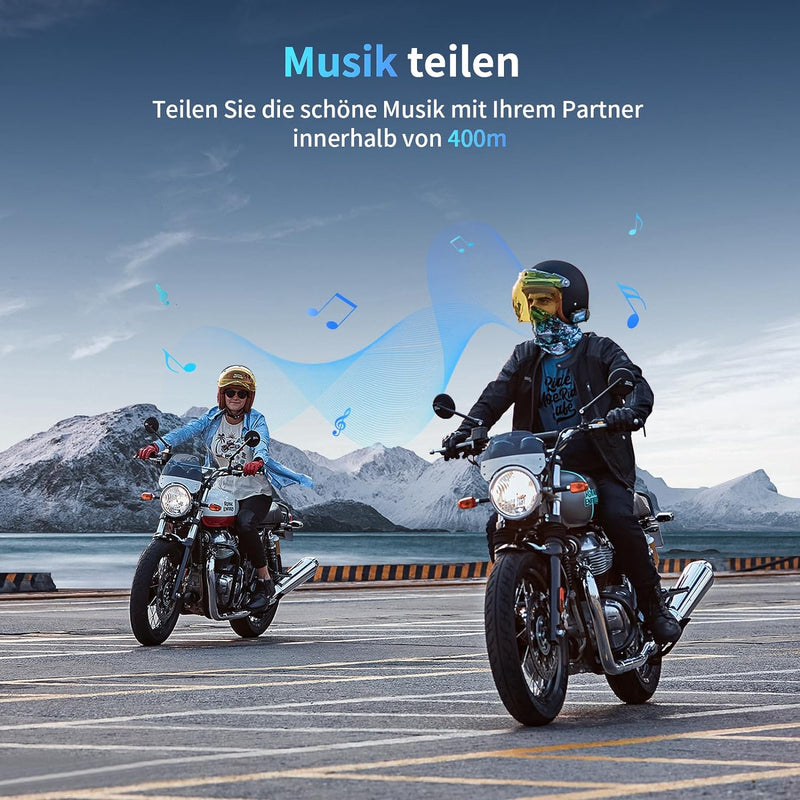 Fodsports M1-S Plus Motorrad Headset Bluetooth,Intercom Motorrad für 8 Motorräder Helm,Motorrad Komm