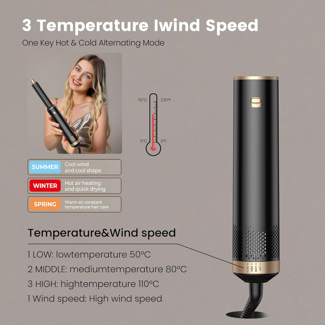 Hair Styler Set 5 in 1 hairstyler 5 in 1 mit Rundbürstenföhn, Warmluftbürste, Föhnbürste, Haartrockn