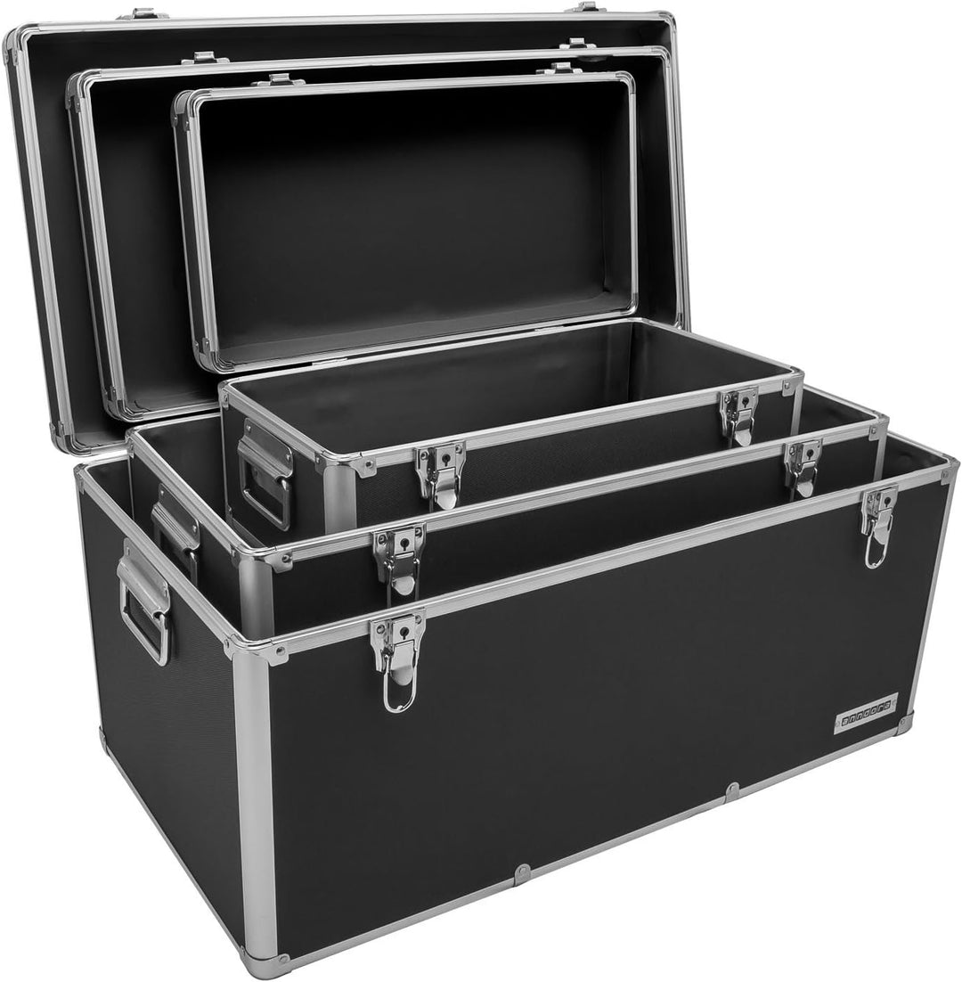 ANNDORA SHOPPING-WELTEN Aluminium-Rahmenkoffer Transport-Box, Koffer in Schwarz mit 155 Liter Volume