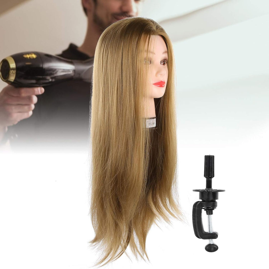 Frisierkopf mit Haaren, Tragbarer 25-Zoll-Übungskopf aus dunkelbraunem Echthaar, Kosmetik-Schaufenst