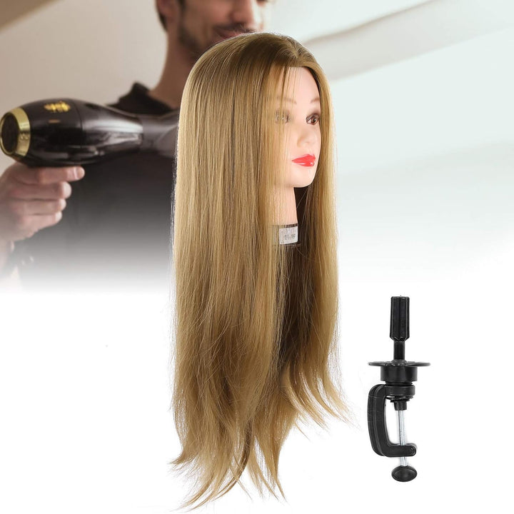 Frisierkopf mit Haaren, Tragbarer 25-Zoll-Übungskopf aus dunkelbraunem Echthaar, Kosmetik-Schaufenst