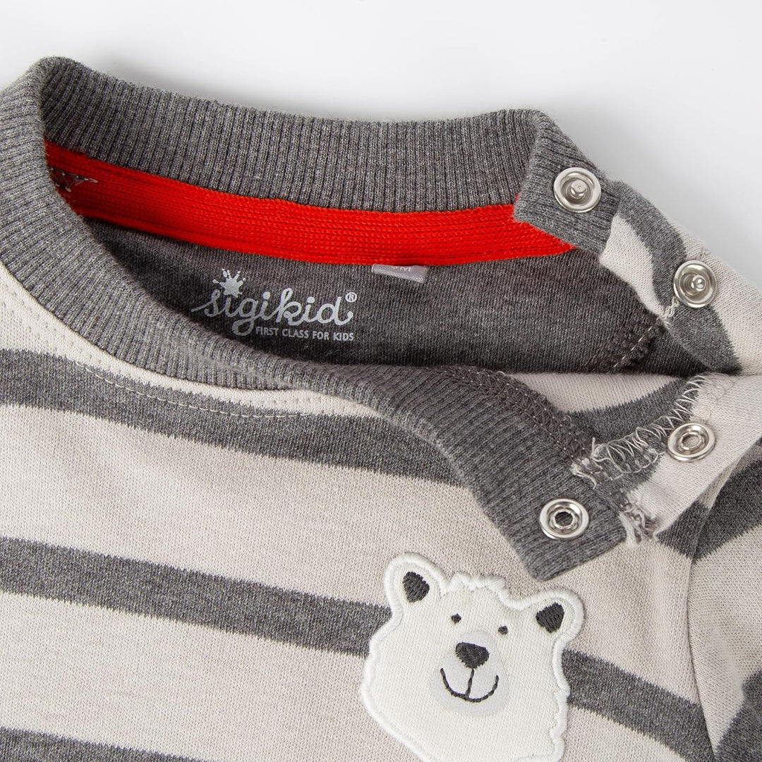 Sigikid Baby-Jungen Polar Expedition Langarmshirt Hellgrau/Grau Gestreift 74, Hellgrau/Grau Gestreif