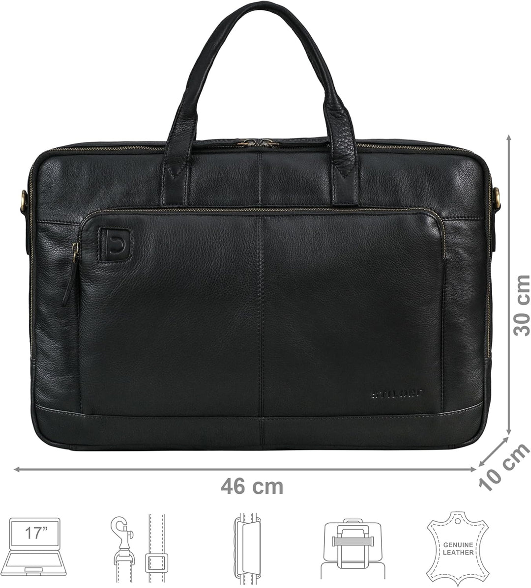 STILORD Timothy Elegante Laptoptasche Leder Herren & Damen 17 Zoll bis 19 Zoll Notebook Tasche Gross