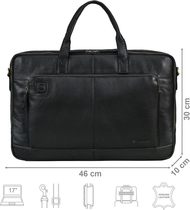 STILORD Timothy Elegante Laptoptasche Leder Herren & Damen 17 Zoll bis 19 Zoll Notebook Tasche Gross