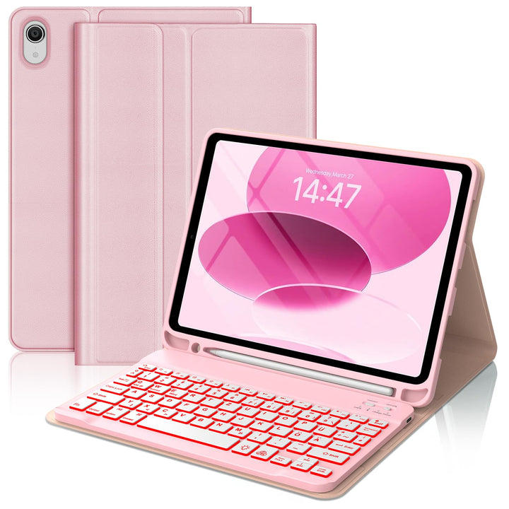 Tastatur Hülle für iPad 10 Generation/A16 11 Generation - 7-Farben Beleuchtung Keyboard Cover mit St