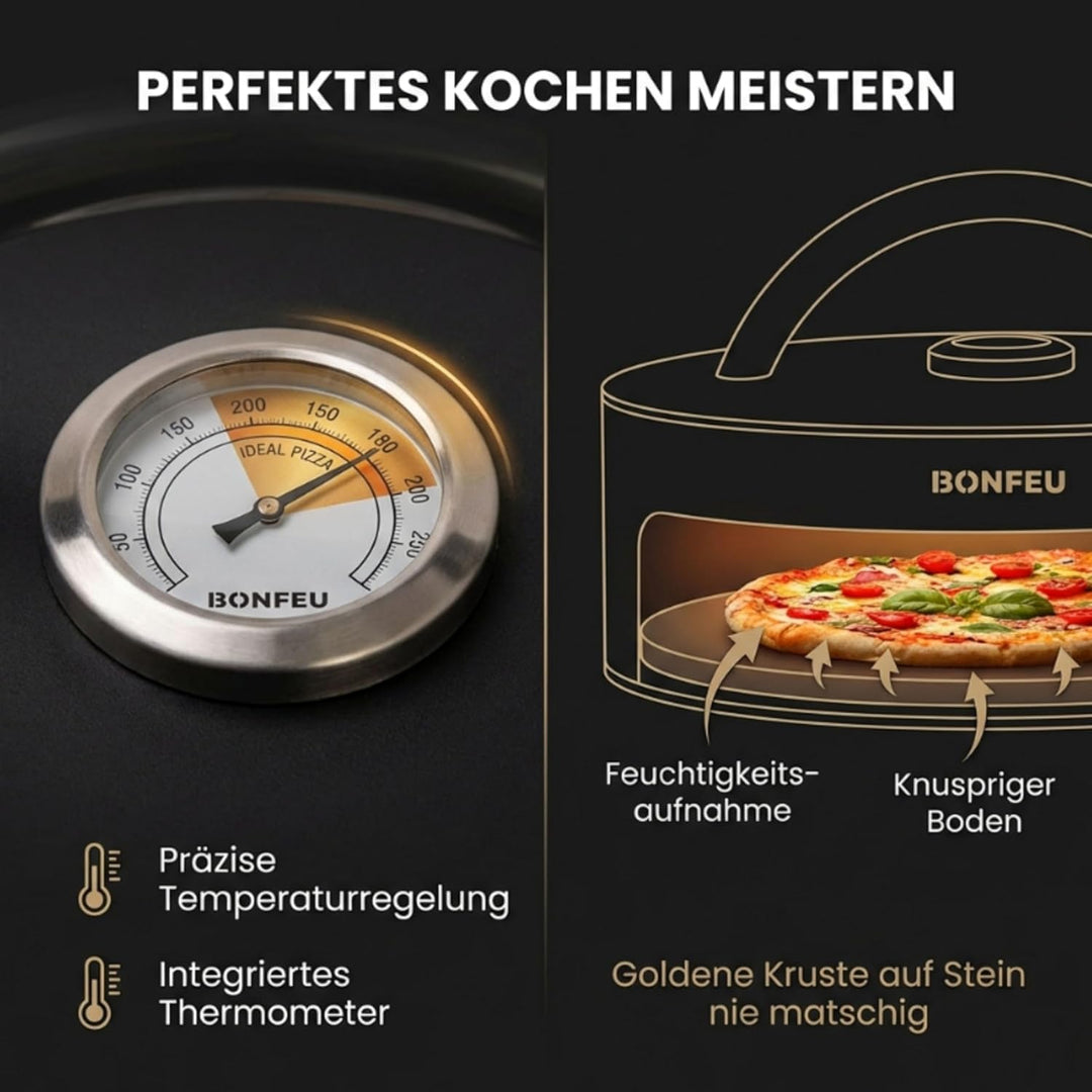 BonFeu BonPizza Pizzaofen Schwarz - Küchengeräte - Pizza Ofen - Pizzaofen Holz - Pizzarette - Pizzao