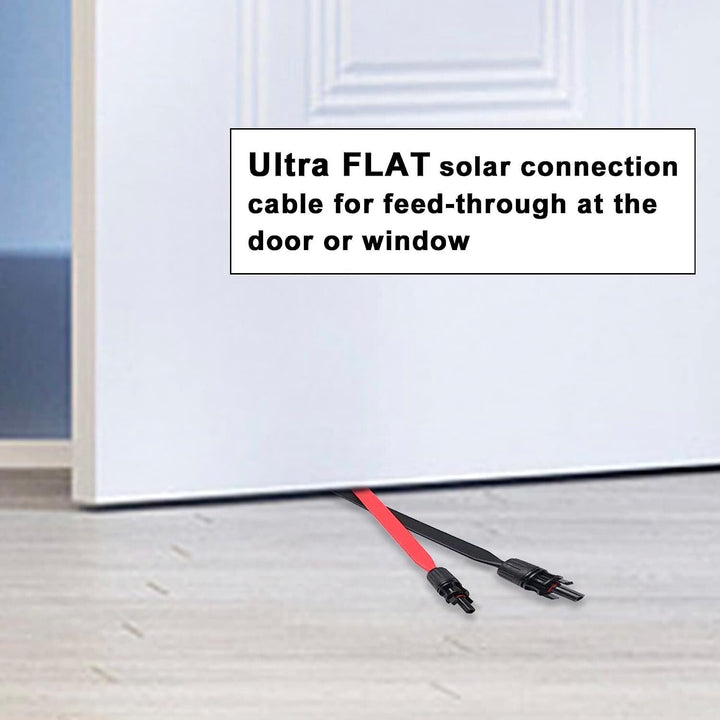 TEOV SOLAR 1 Paar Solarkabel Fensterdurchführung 100CM Flach mit Stecker und Kupplung, Photovoltaikm