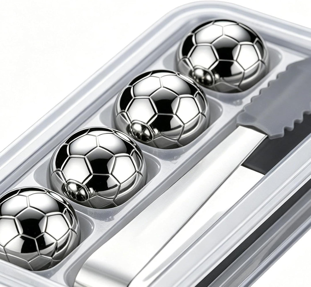 Metall-Eiswürfel Wiedergefrierbare Metall-Fussball-Kühlsteine 4 Stück | Eiswürfelsteine Aus Stahl Fü