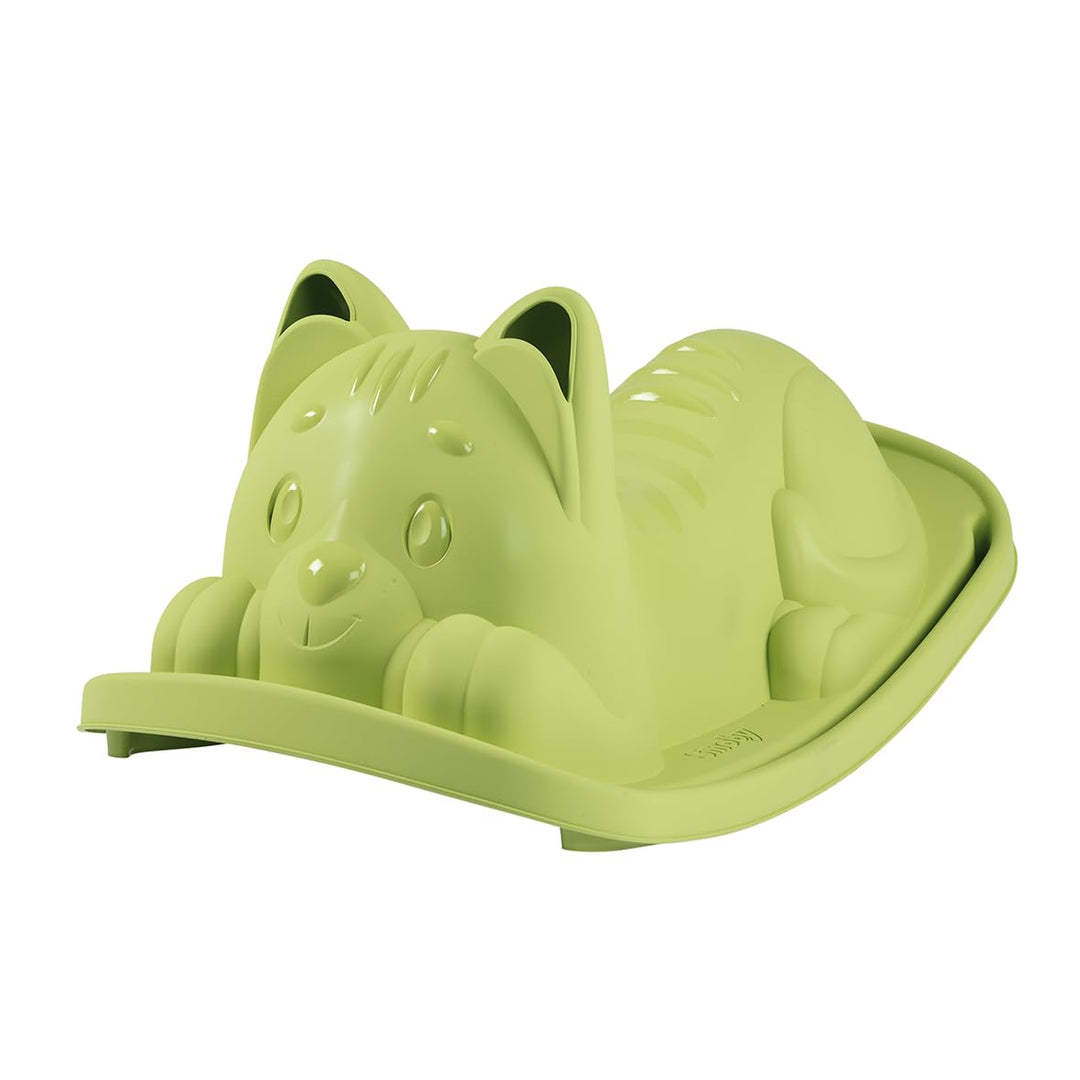 Smoby Life Wippe mit grüner Katze – ergonomische Sitzfläche – Griffe – recyceltes Material – ab 18 M