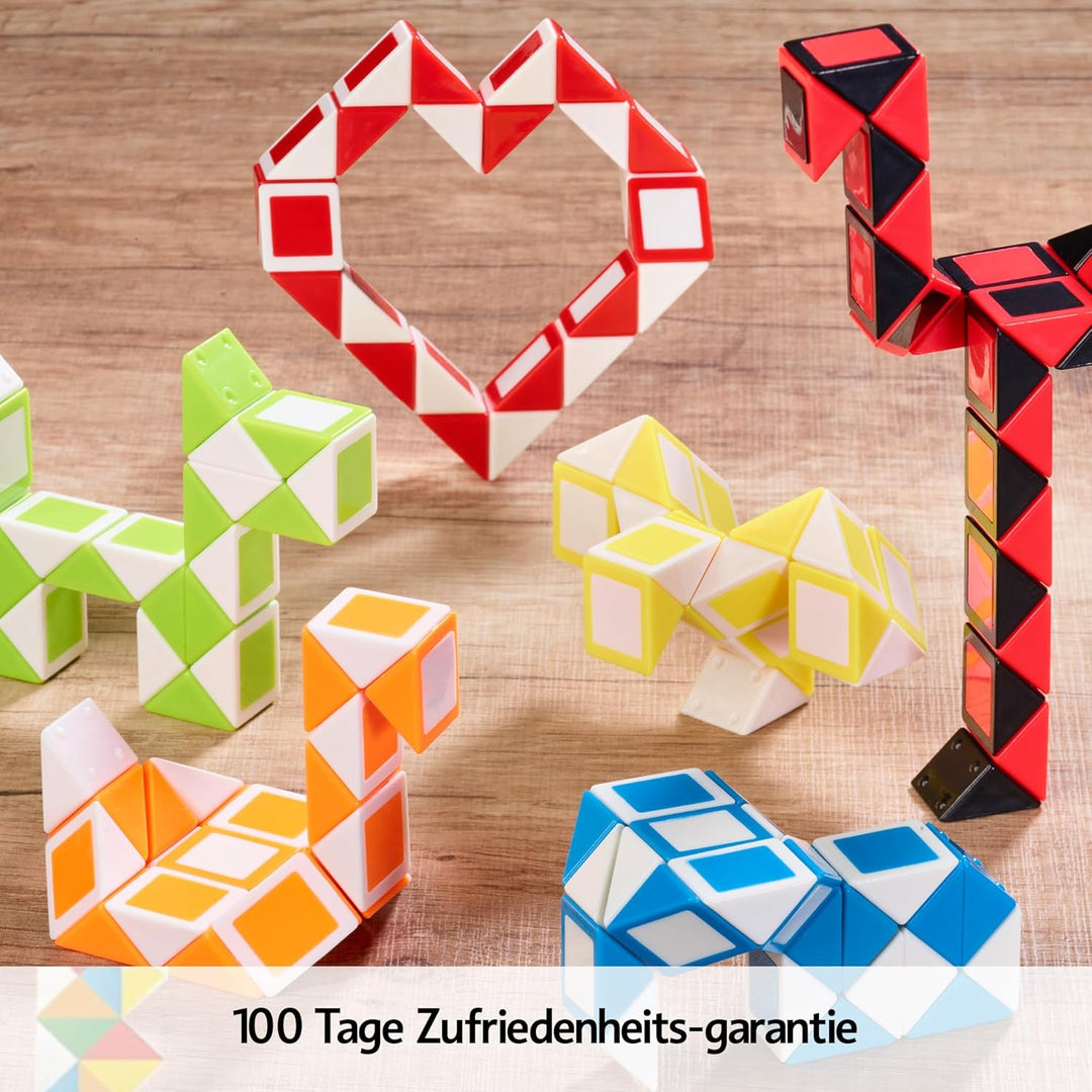 CUBIDI® Original Mini Magic Snakes 6er Set - mit 24 Blöcken pro Snake | Knobelspiele für Kinder ab 6