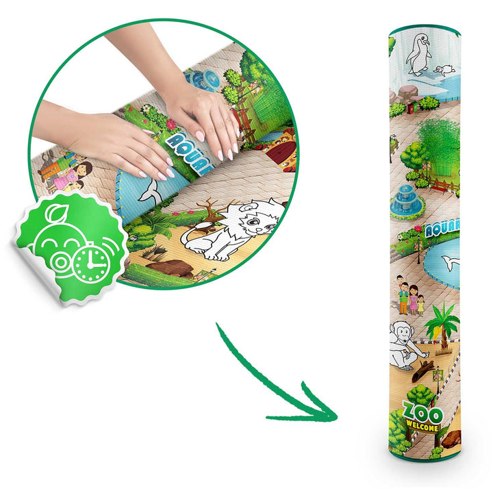 Ricokids - Spielmatte zum Bemalen - Set mit Buntstiften - für Babys und Kinder, Mädchen, Jungs - mit