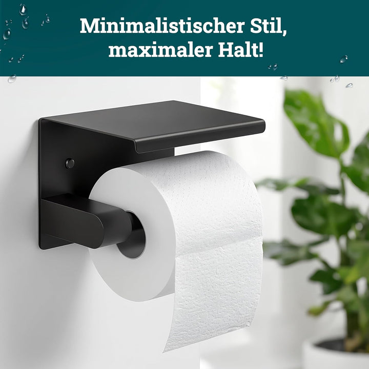 husman® Toilettenpapierhalter ohne Bohren | Klorollenhalter aus hochwertigem Edelstahl Matt-Schwarz