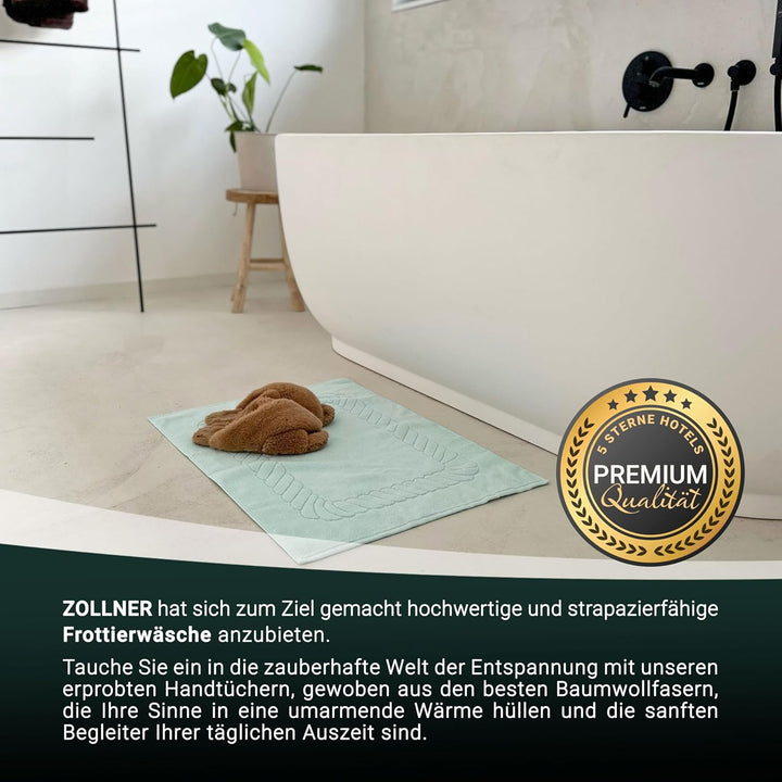 ZOLLNER 2er Set Badematten - weiche und saugstarke Duschvorleger - waschbar bis 95°C - Baumwolle - 5