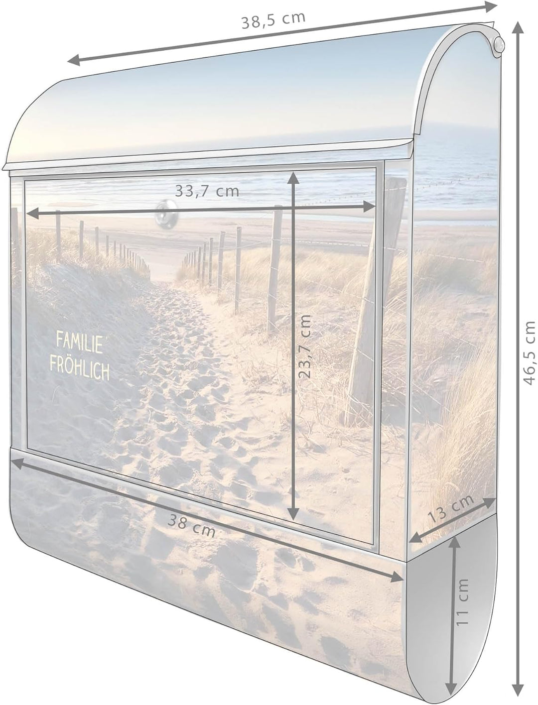 banjado Design Briefkasten personalisiert 38,5x46,5x13cm & 2 Schlüssel - Briefkasten Stahl Silber Ze