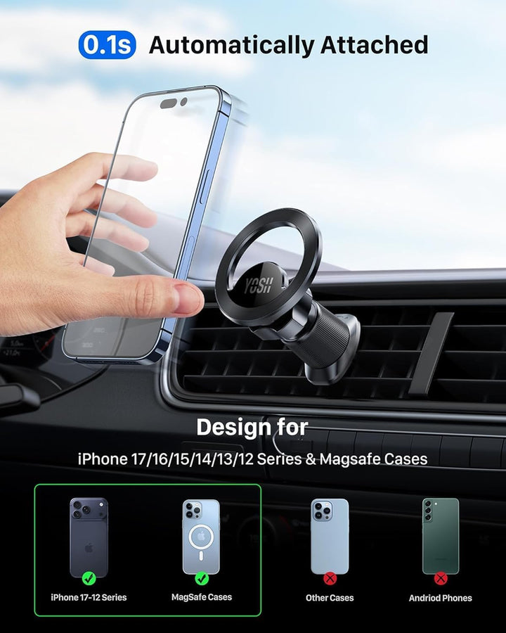 YOSH für MagSafe Autohalterung Lüftung, NEU Leichtbauweise Magnetische Auto-Telefonhalterung, 360° d