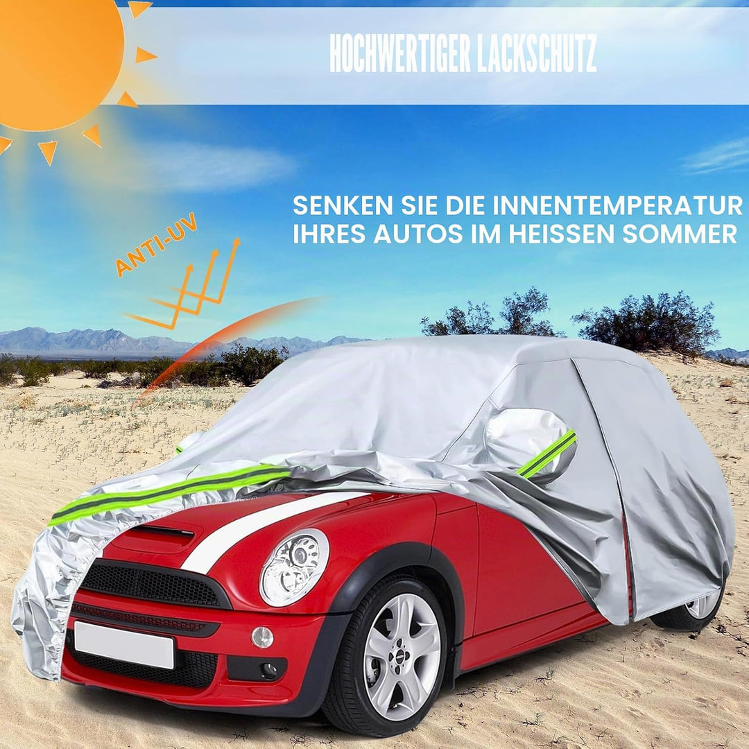 Autoabdeckung Wasserdicht Passend für Mini Cooper 3 Türer 2000-2024, Silber Vollgarage Autoplane mit