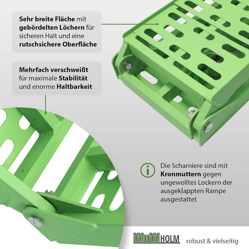 TRUTZHOLM® 2X Auffahrrampe 680 kg Faltbare ALU Rampen klappbar Alu Auffahrrampe Rampe Verladerampen