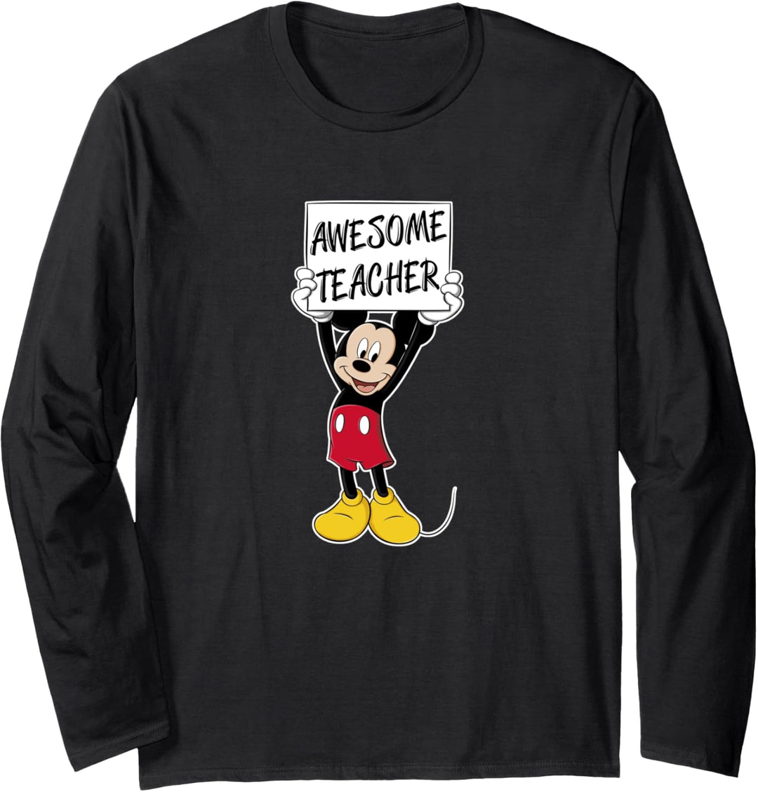 Disney Mickey Mouse Awesome Teacher Sign Langarmshirt