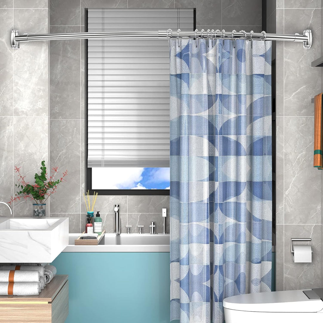 Misounda Duschvorhangstange Gebogene 110-180 cm Eckbadewanne Duschstange Edelstahl Ausziehbar Telesk