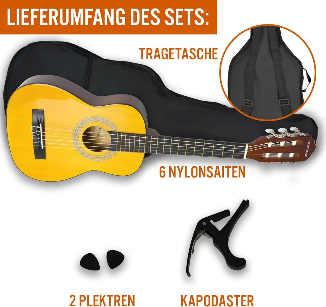 3rd Avenue XF 1/4 Flamencogitarren-Starterset in Junior-Grösse für Kinder, Konzertgitarre mit Nylons