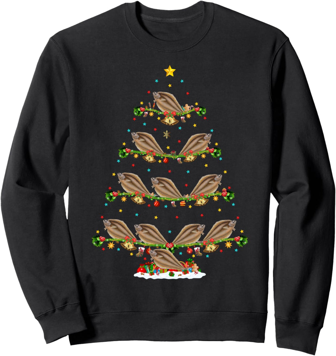 Funny Xmas Lighting Santa Heilbutt Fisch Weihnachtsbaum Sweatshirt