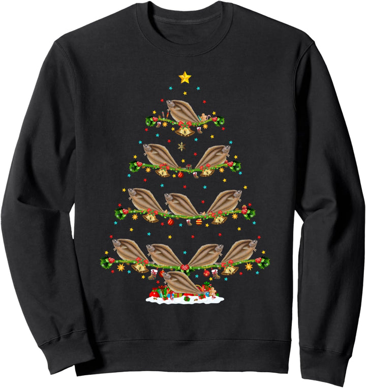 Funny Xmas Lighting Santa Heilbutt Fisch Weihnachtsbaum Sweatshirt