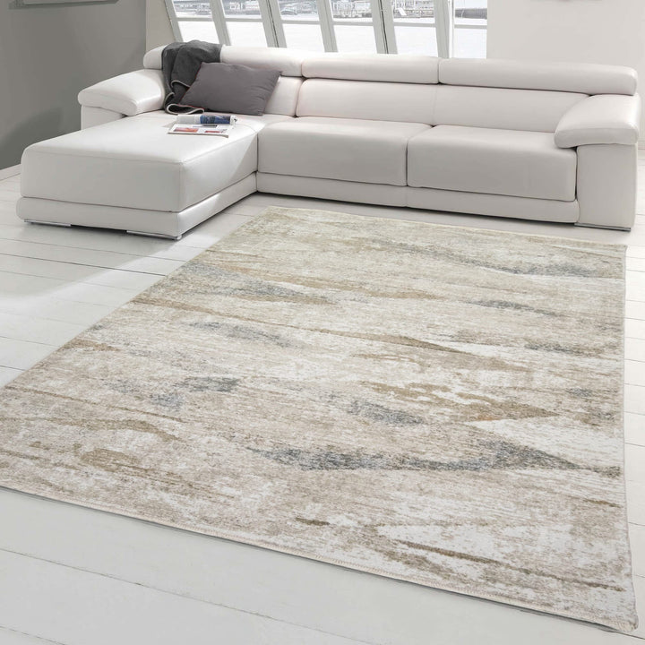 Teppich-Traum Landhaus Teppich Flur Wohnzimmer abstraktes Rautendesign | kurzfransig | Creme braun G