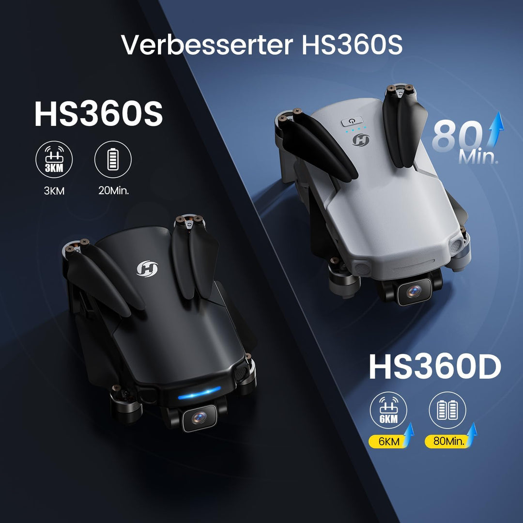 Holy Stone HS360D GPS Drohne mit 4K Kamera für Erwachsene, 5GHz FPV Übertragung bis 6KM, 80 Min. Flu