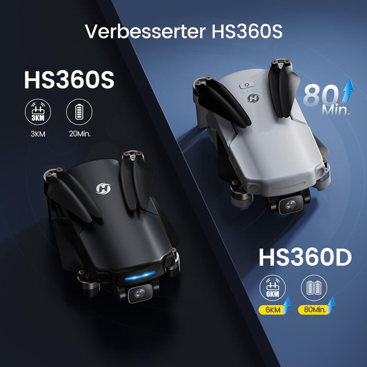 Holy Stone HS360D GPS Drohne mit 4K Kamera für Erwachsene, 5GHz FPV Übertragung bis 6KM, 80 Min. Flu