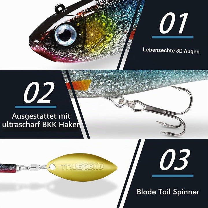 TRUSCEND Gummifische Angelköder für Forelle Zander & Barsch, Kunstköder Angelausrüstung Gummiköder A