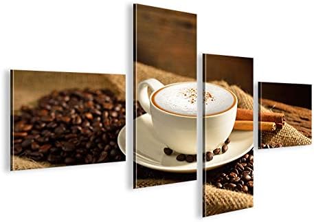 islandburner Bild Bilder auf Leinwand Cappuccino Kaffee Kaffebohnen Gemütlich 4L XXL Poster Leinwand