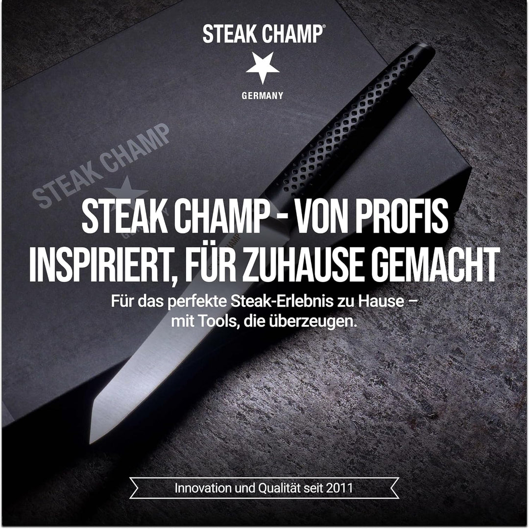 Steakchamp Steakmesser Prime Rib: 4 Steakmesser aus Klingenstahl, Rutschfeste Griffe, Elegantes Desi