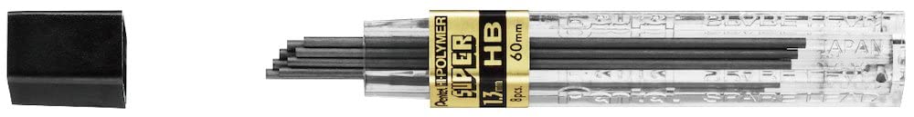 Pentel Druckbleistift Super Hi-Polymer 1,3 mm HB, Schwarz, 12 Stück 12 HB-Dichte, 12 HB-Dichte